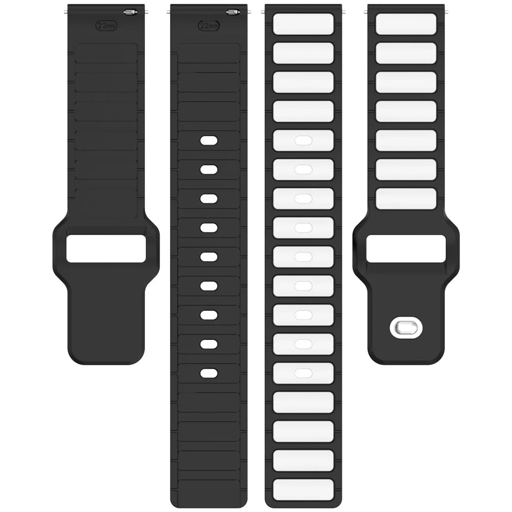Silicone Strap for Samsung Galaxy Watch3 45mm / Galaxy Watch 46mm / Gear S3 Classic Universal 22mm Dual Color Watch Band - Black+White - 5