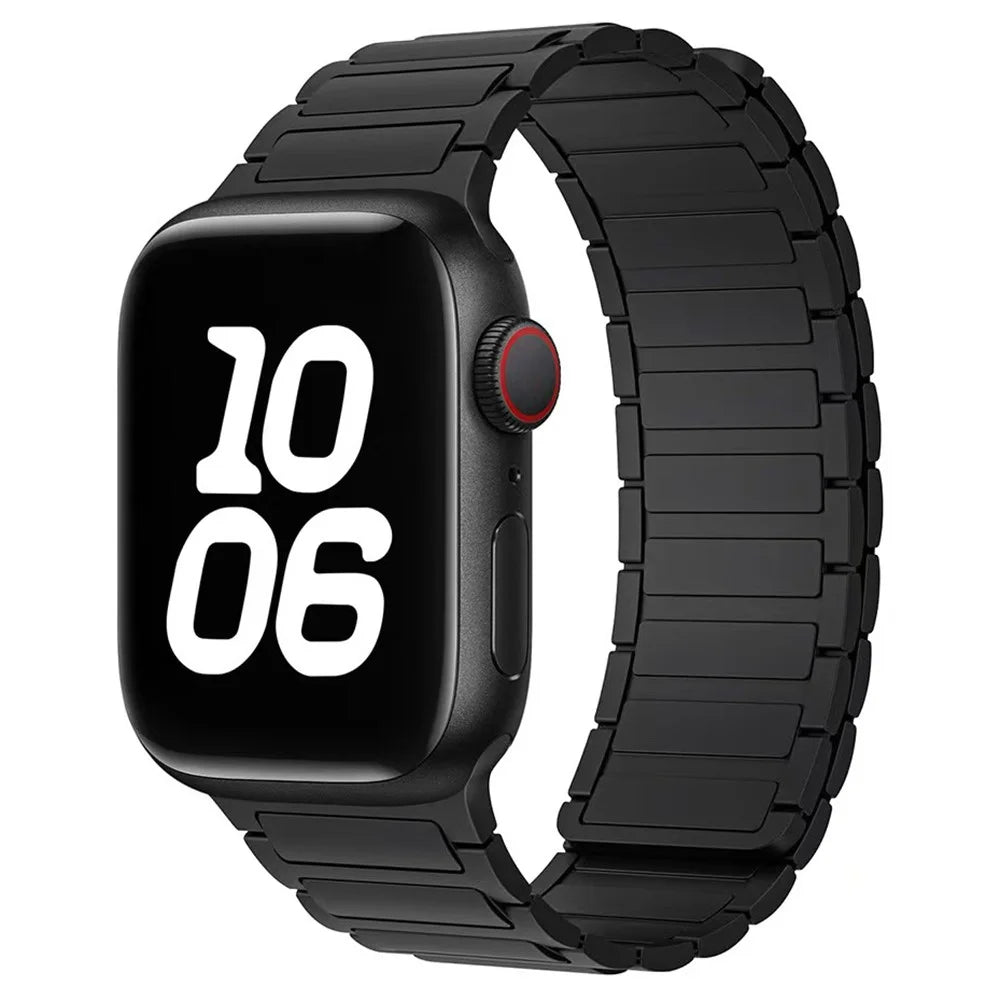 Magnetic Silicone Watch Band For Apple Watch Series 11 10 42mm / 9 8 7 41mm / SE3 SE2 SE 6 5 4 40mm / 3 2 1 38mm Three-Bead Design - Black - 2