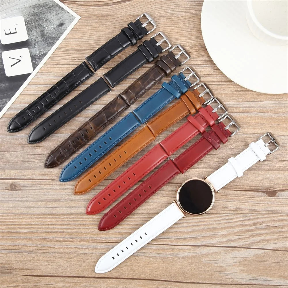 20mm Strap for Garmin Forerunner 165 / D2 Air X10 / vivoactive 5 Top Layer Cowhide Leather Watch Band - White - 6