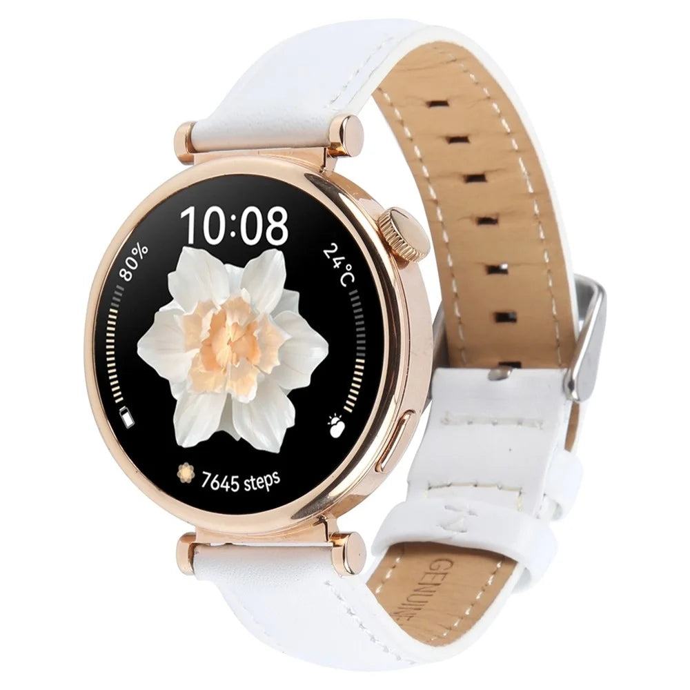 For Garmin Lily 2 Active / Lily 2 Wrist Strap 14mm Top Layer Cowhide Leather Watch Band - White - 2