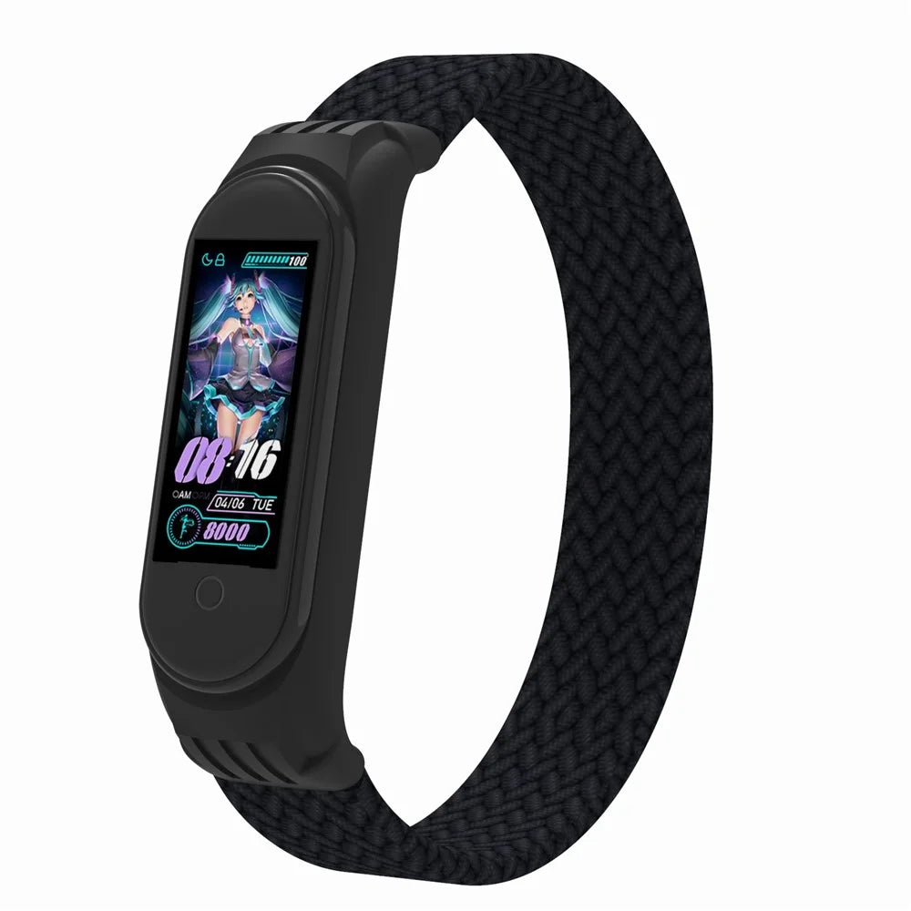 Elastic Nylon Watch Band Replacement Watch Strap (Size: L) for Xiaomi Mi Band 3/4/5 - Black - 3