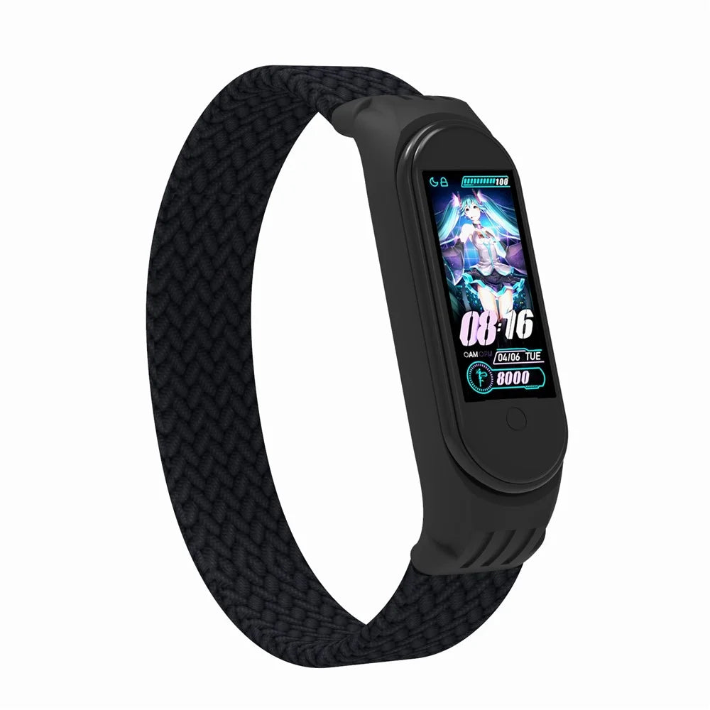 Elastic Nylon Watch Band Replacement Watch Strap (Size: L) for Xiaomi Mi Band 3/4/5 - Black - 4