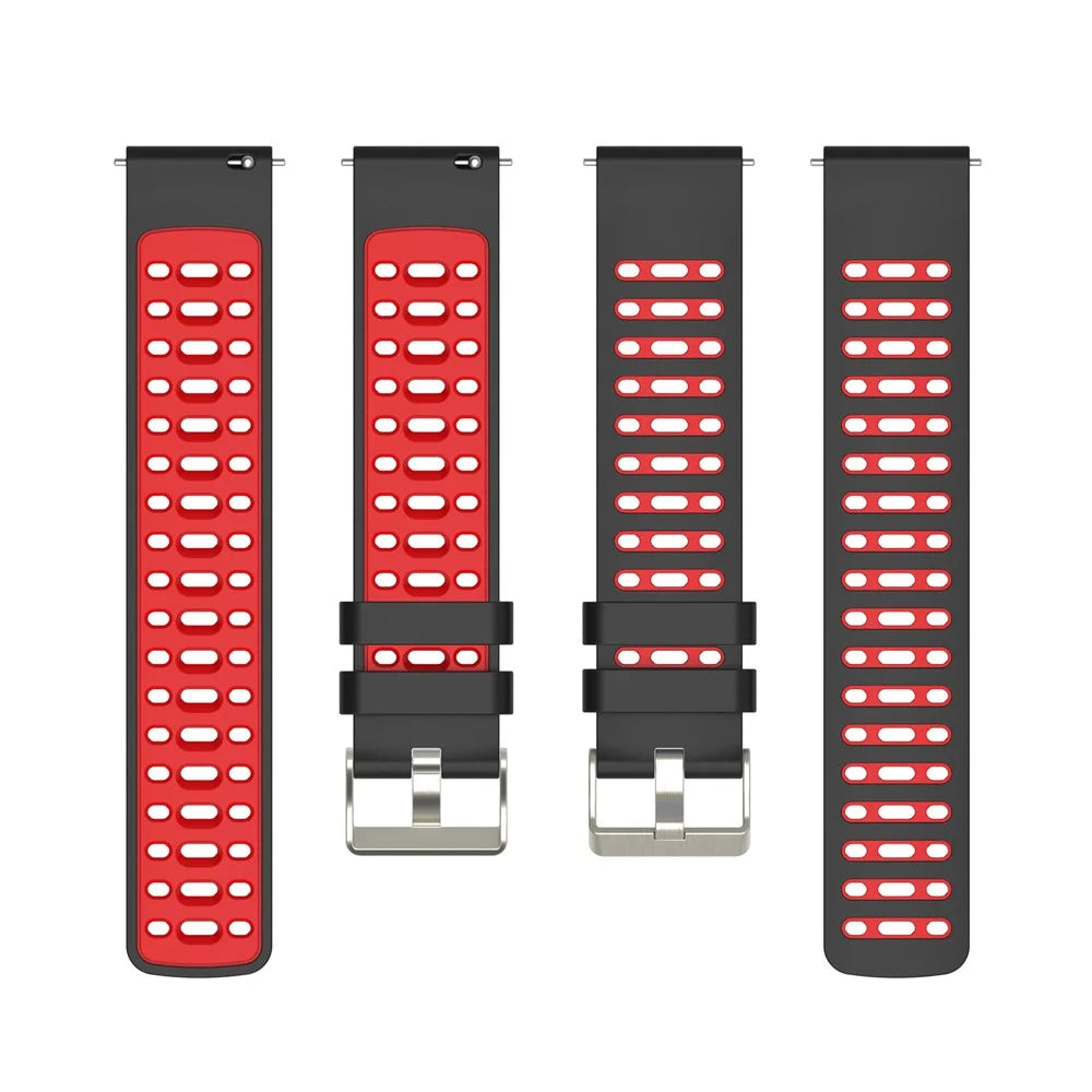 22mm Silicone Band for Keep Watch Pilot 1 / Xiaomi Watch S4 / Huawei Watch GT 5 Pro 46mm Dual Color Watch Strap - Black+Red - 4