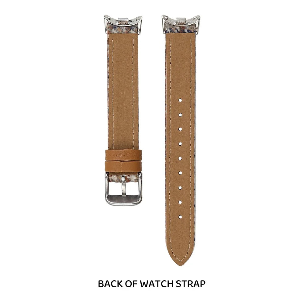 Slim Watch Strap For Xiaomi Smart Band 9 / 9 NFC / 8 / 8 NFC , Winter Vintage Wool + Leather Wristband - Oatmeal - 2