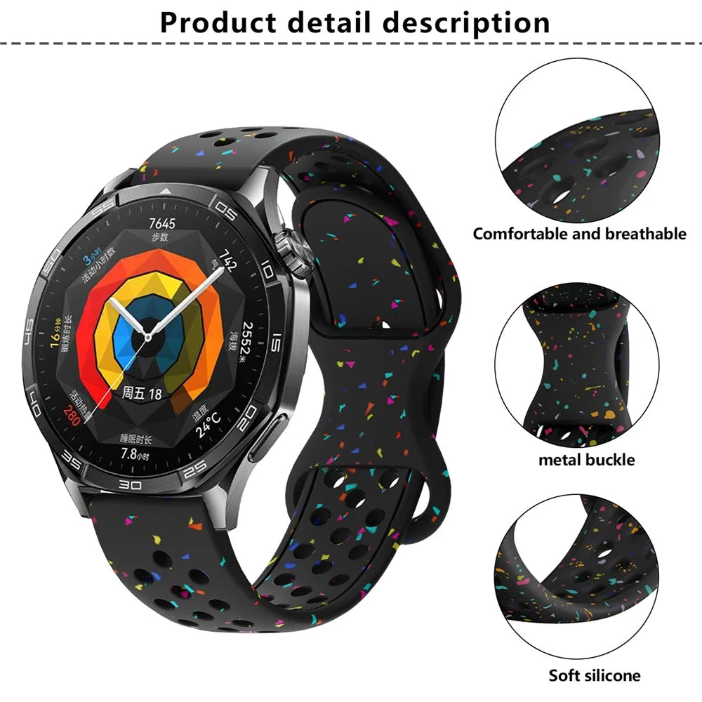 KALEBOL 22mm Silicone Strap for Samsung Galaxy Watch3 45mm / Watch 46mm / Huawei Watch GT 5 / 5 Pro Butterfly Clasp Watch Band - Black - 5