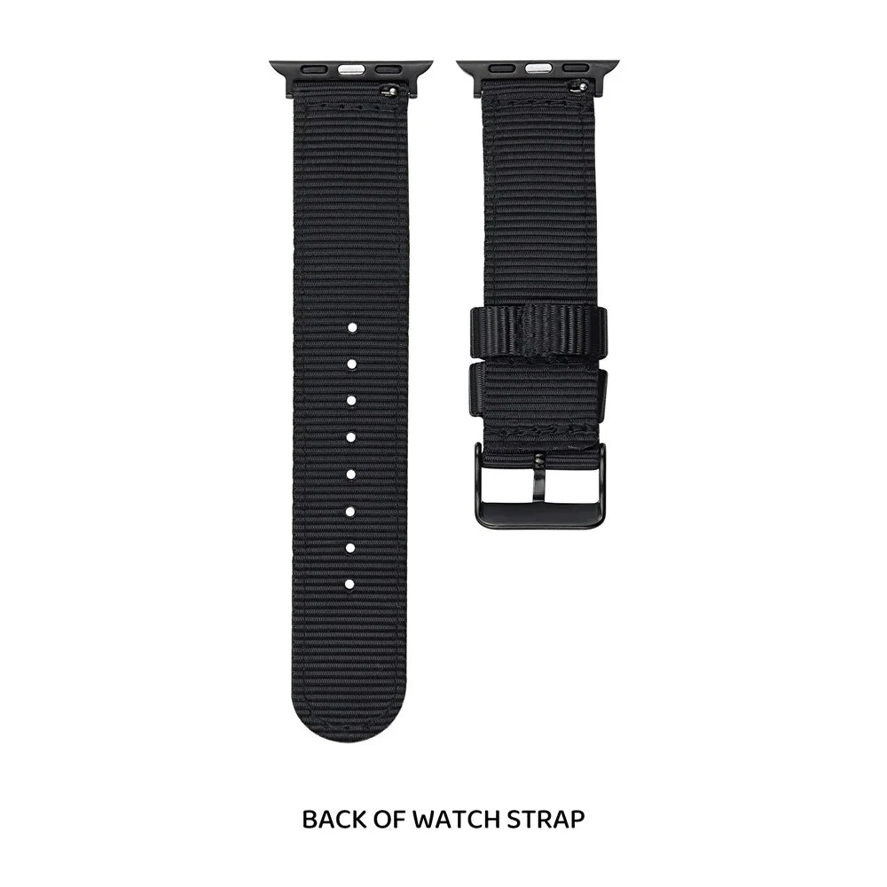 Canvas Watch Band for Apple Watch Series 11 10 42mm / 9 8 7 41mm / SE3 SE2 SE 6 5 4 40mm / 3 2 1 38mm Love Label Wrist Strap - Black - 2