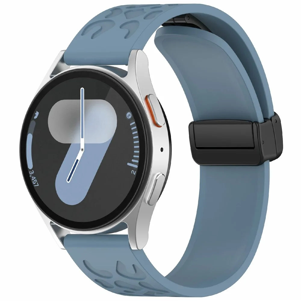 KALEBOL 20mm Magnetic Silicone Strap for Samsung Galaxy Watch6 Classic 47mm / 43mm / Huawei Watch GT 3 Pro 43mm Leopard Print Watch Band - Cyan - 2