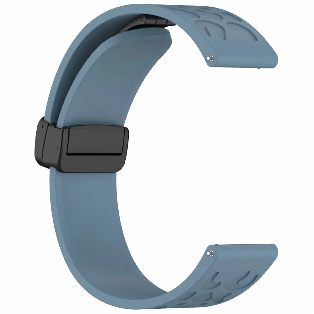 KALEBOL 20mm Magnetic Silicone Strap for Samsung Galaxy Watch6 Classic 47mm / 43mm / Huawei Watch GT 3 Pro 43mm Leopard Print Watch Band - Cyan - 4