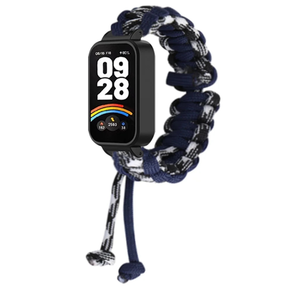 For Xiaomi Redmi Band 3 / Smart Band 9 Active Watch Band Adjustable Nylon Braided Strap with Watch Case - Navy Blue - 3