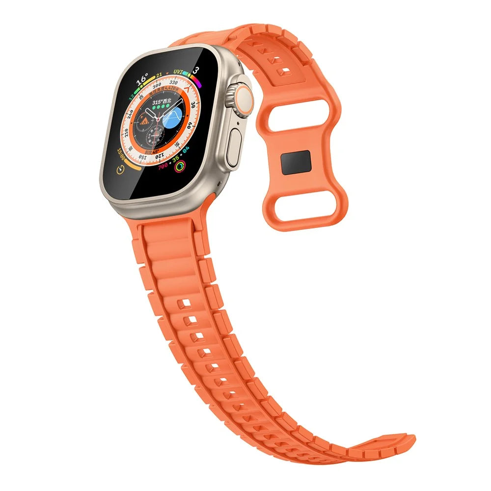 Silicone Watch Band for Apple Watch Series 11 10 42mm / 9 8 7 41mm / SE3 SE2 SE 6 5 4 40mm / 3 2 1 38mm 8-Shaped Buckle Wrist Strap - Orange - 2