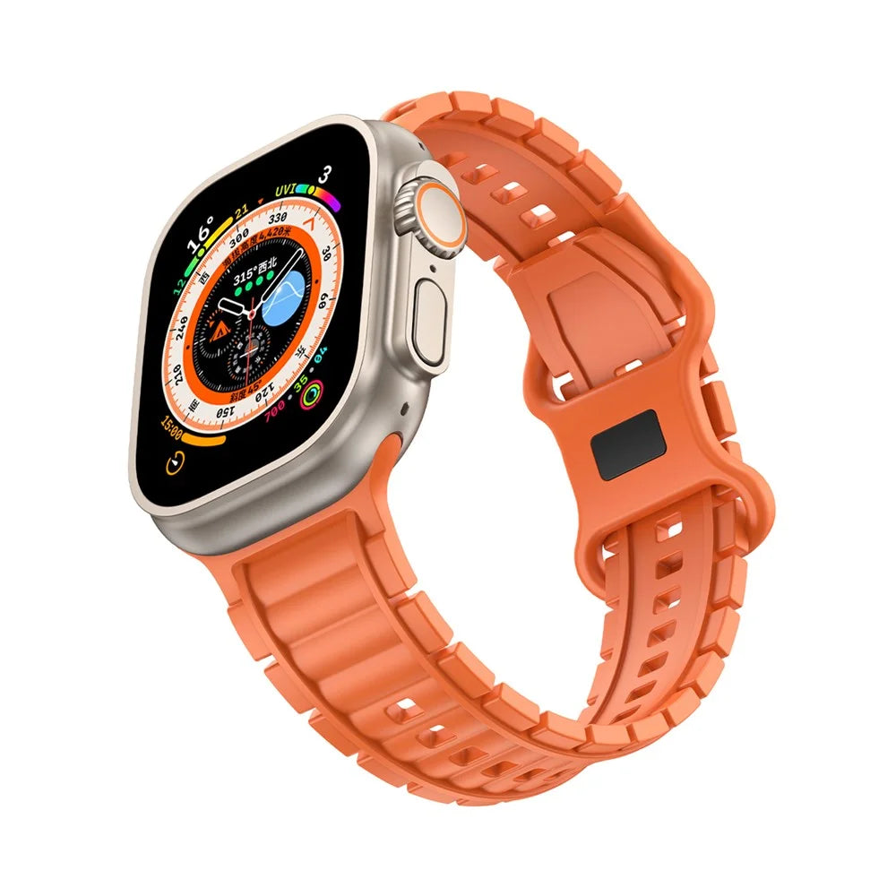 Silicone Watch Band for Apple Watch Series 11 10 42mm / 9 8 7 41mm / SE3 SE2 SE 6 5 4 40mm / 3 2 1 38mm 8-Shaped Buckle Wrist Strap - Orange - 3