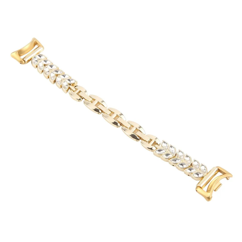 Metal Watch Strap For Xiaomi Smart Band 9 NFC / 9 / 8 Wheat-Shaped Rhinestone Adjustable Wrist Band Replacement Bracelet - Gold - 1