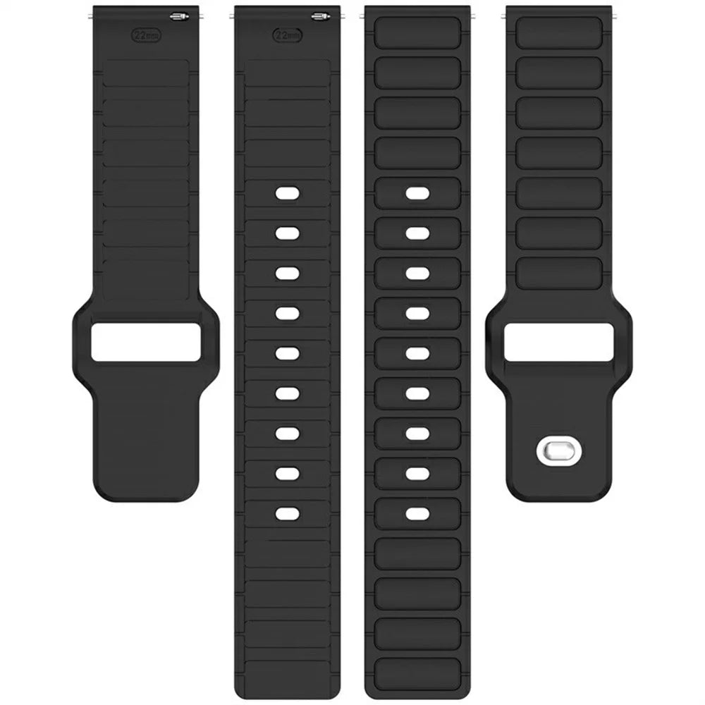KALEBOL 22mm Silicone Watch Strap for Samsung Galaxy Watch3 45mm / Huawei Watch GT 5 46mm / GT 5 Pro 46mm I-Shaped Band - Black - 5