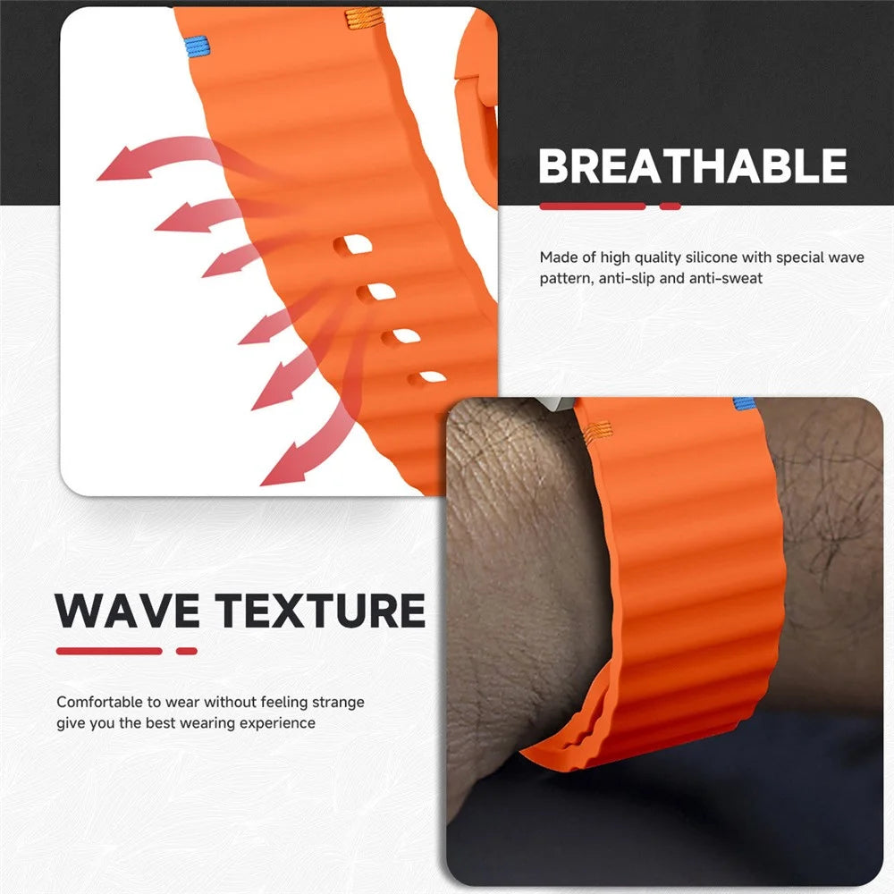 Watch Band for Garmin Fenix 8 51mm / Enduro 3 / Enduro 2 Quick Release Wavy Texture Silicone Strap with Black Connector - Pink - 4