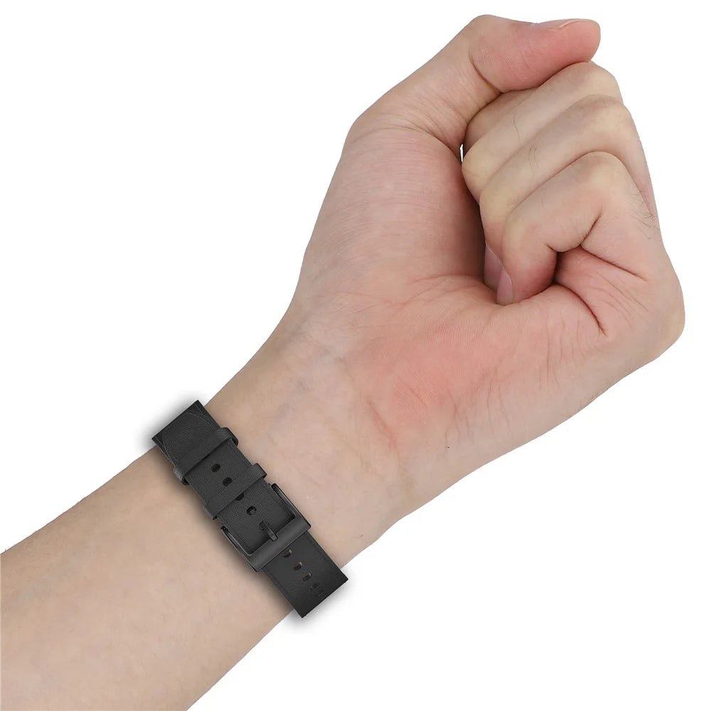 For Huawei Honor Xiaomi Garmin Smartwatch Band 22mm Universal Top Layer Cowhide Leather Strap - Brown - 5