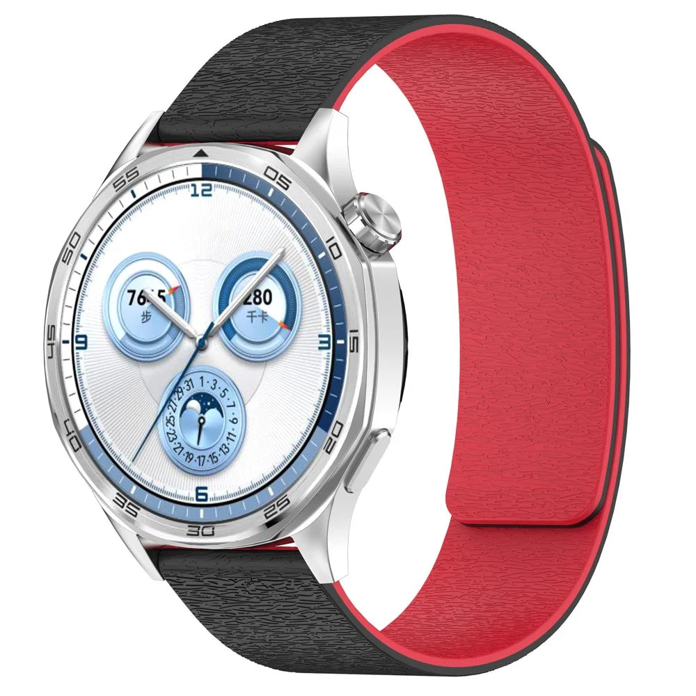 18mm Watch Band for Huawei Watch GT 5 Pro 42mm / GT 5 41mm / GT 4 41mm Magnetic Silicone Strap - Black / Red - 3
