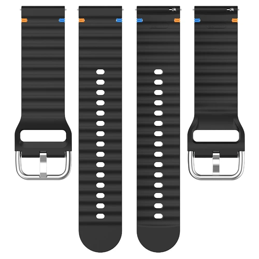 22mm Silicone Band for Samsung Galaxy Watch 46mm / Watch3 45mm / Gear S3 Classic / Gear S3 Frontier Wave Design Watch Strap - Black - 5