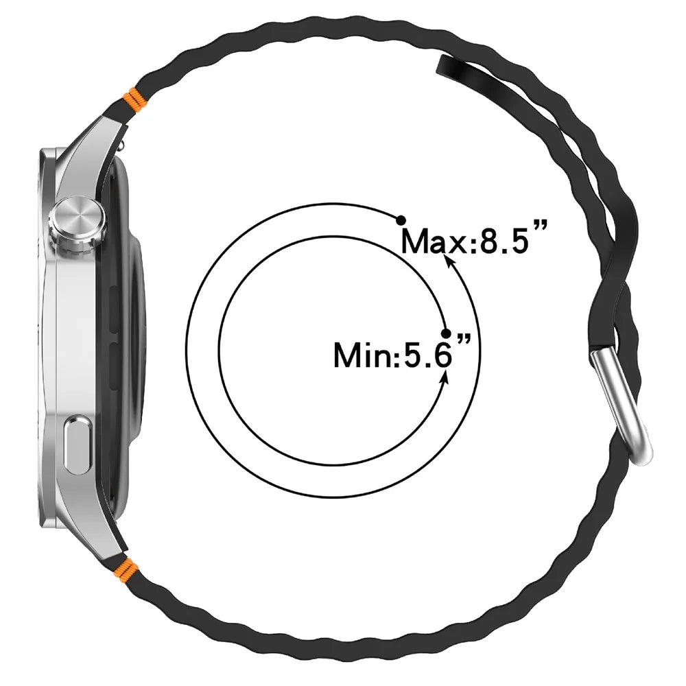 22mm Silicone Band for Samsung Galaxy Watch 46mm / Watch3 45mm / Gear S3 Classic / Gear S3 Frontier Wave Design Watch Strap - Black - 6