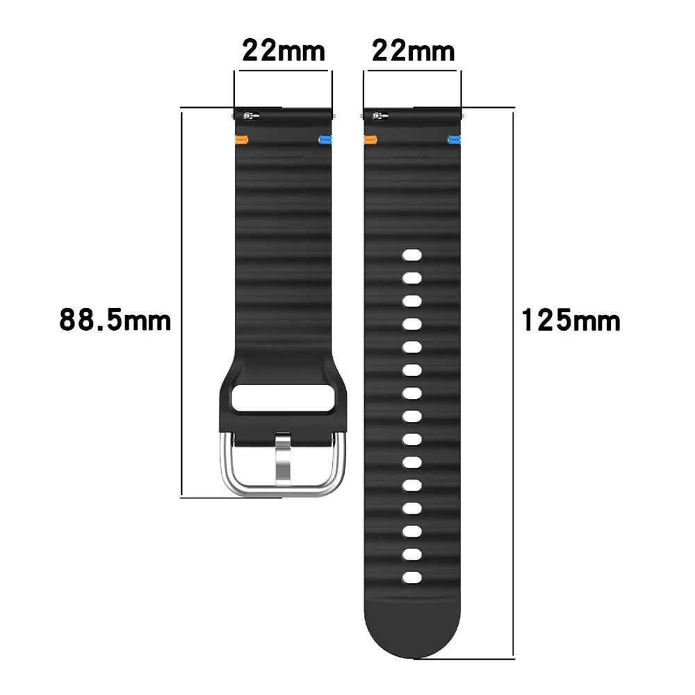 22mm Silicone Band for Samsung Galaxy Watch 46mm / Watch3 45mm / Gear S3 Classic / Gear S3 Frontier Wave Design Watch Strap - Black - 7