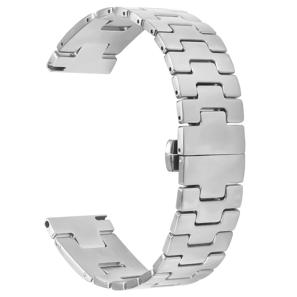 For Honor Watch GS Pro Replacement Strap H-Type Butterfly Clasp Stainless Steel Watch Band Silver - 1