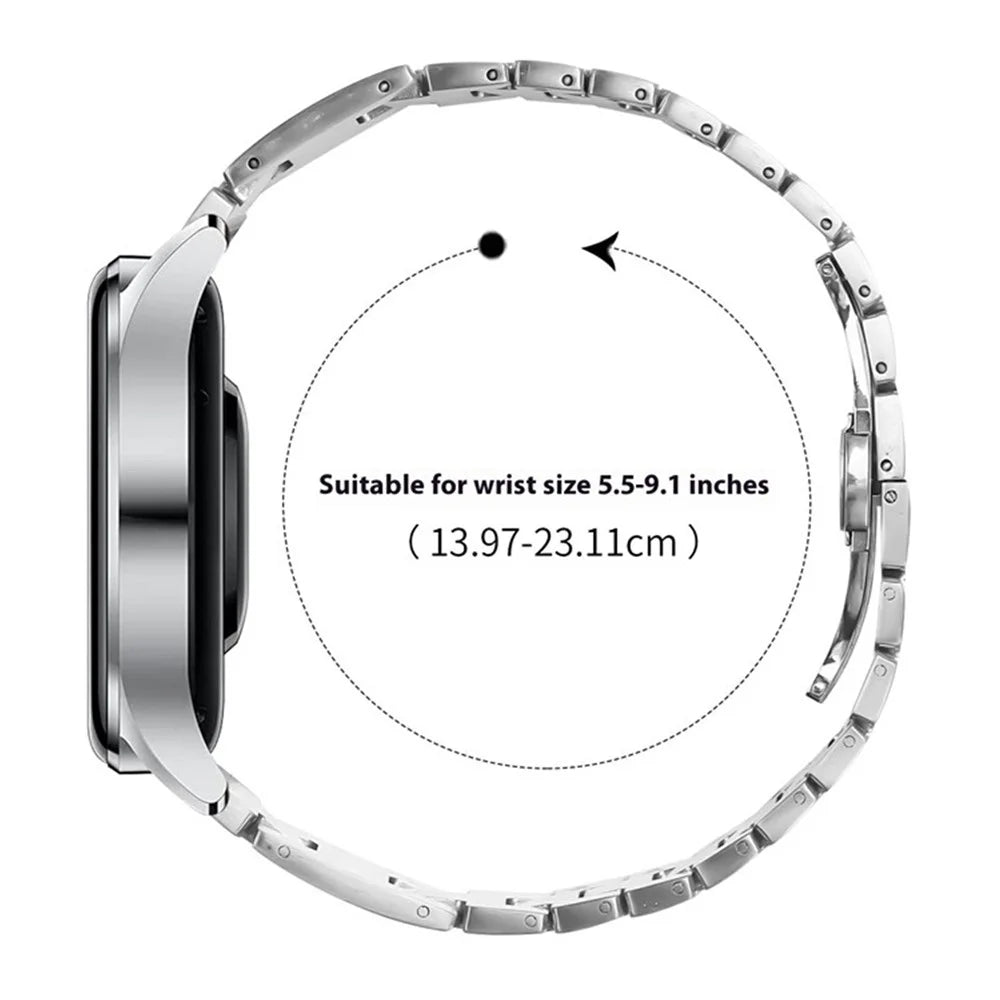For Honor Watch GS Pro Replacement Strap H-Type Butterfly Clasp Stainless Steel Watch Band Silver - 4