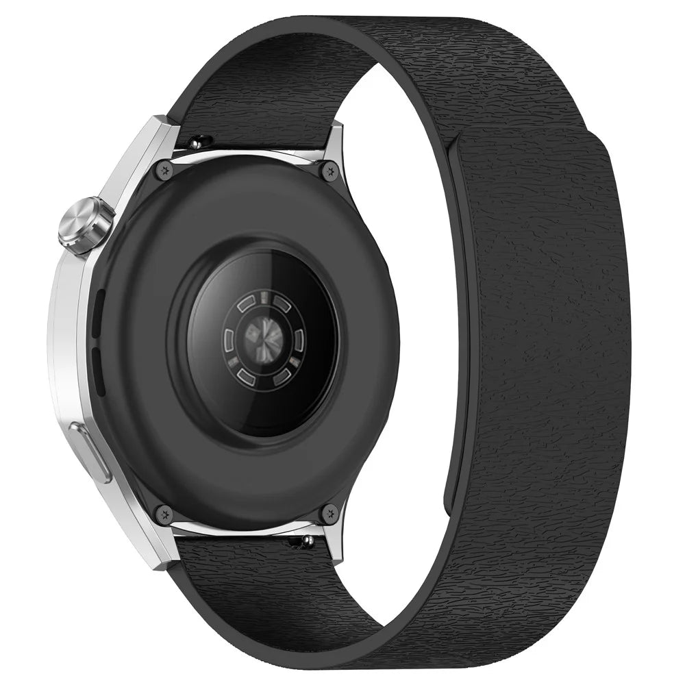 20mm Watch Band for Samsung Galaxy Watch7 44mm / 40mm / Watch FE 40mm Cloud Wood Grain Silicone Magnetic Strap - Black - 1