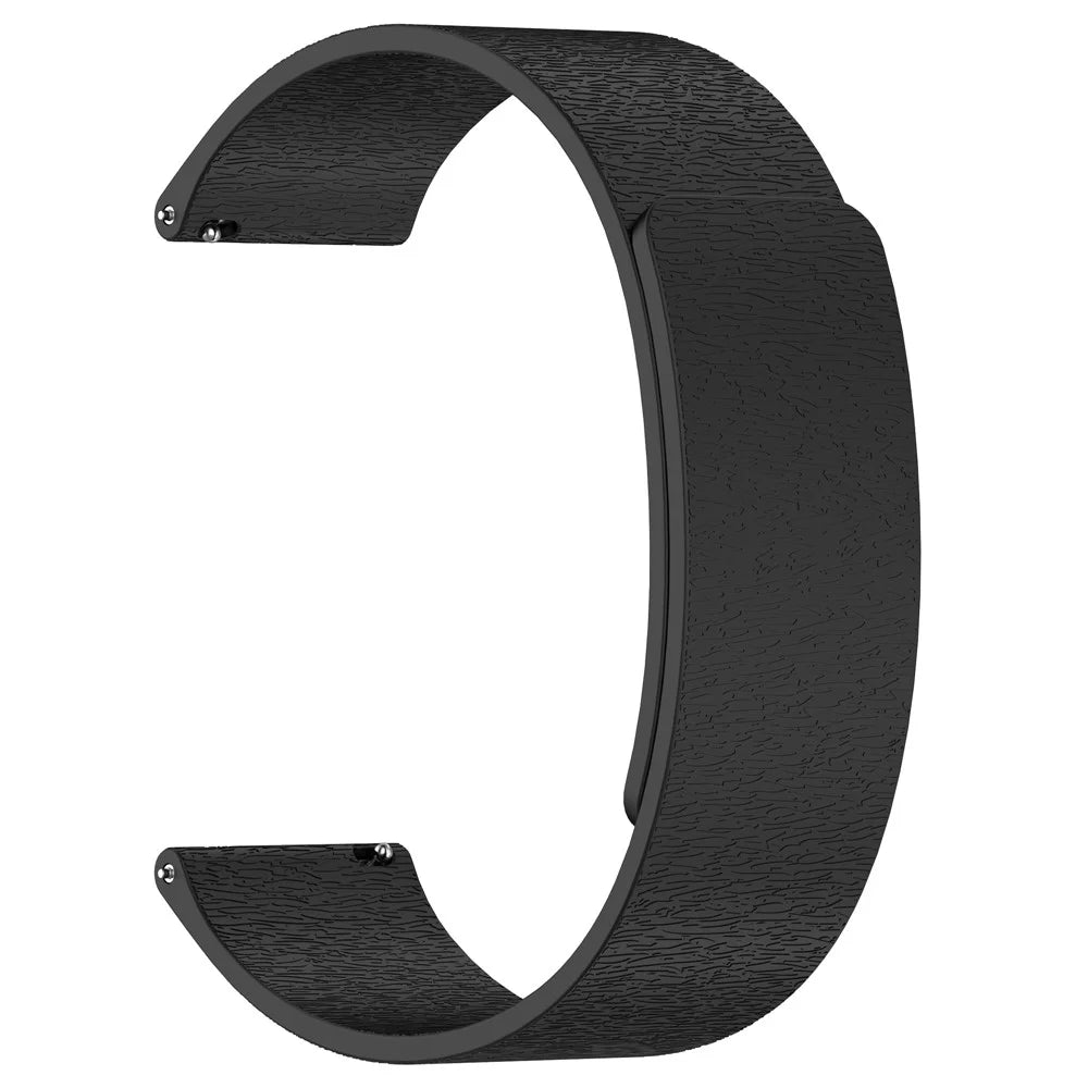 20mm Watch Band for Samsung Galaxy Watch7 44mm / 40mm / Watch FE 40mm Cloud Wood Grain Silicone Magnetic Strap - Black - 2