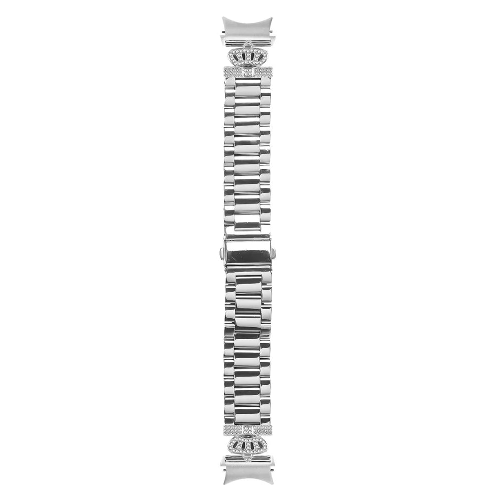 Metal Strap with Quick Release Connector for Samsung Galaxy Watch 5 Pro / 5 / 5 Active / 4 / 4 Classic / 4 Active Crown Shape Rhinestone Decor Silver Watch Band - 2