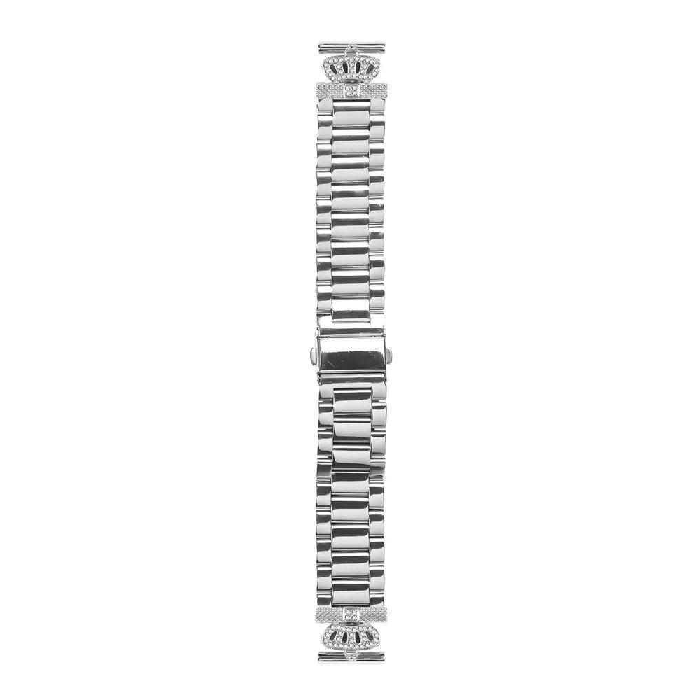 For Samsung Gear Sport / S2 Classic Stainless Steel Strap Crown Shape Rhinestone Decor Silver Watch Band - 2