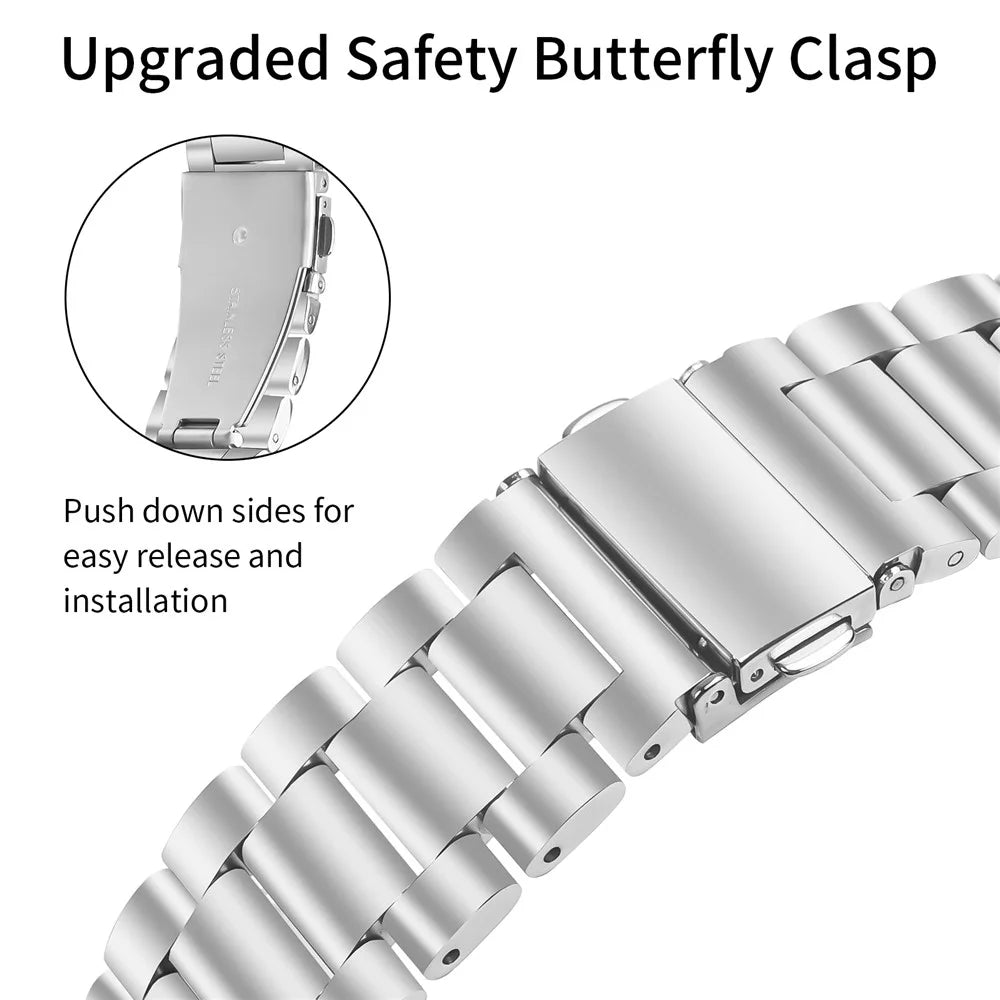 For Samsung Gear Sport / S2 Classic Stainless Steel Strap Crown Shape Rhinestone Decor Silver Watch Band - 4