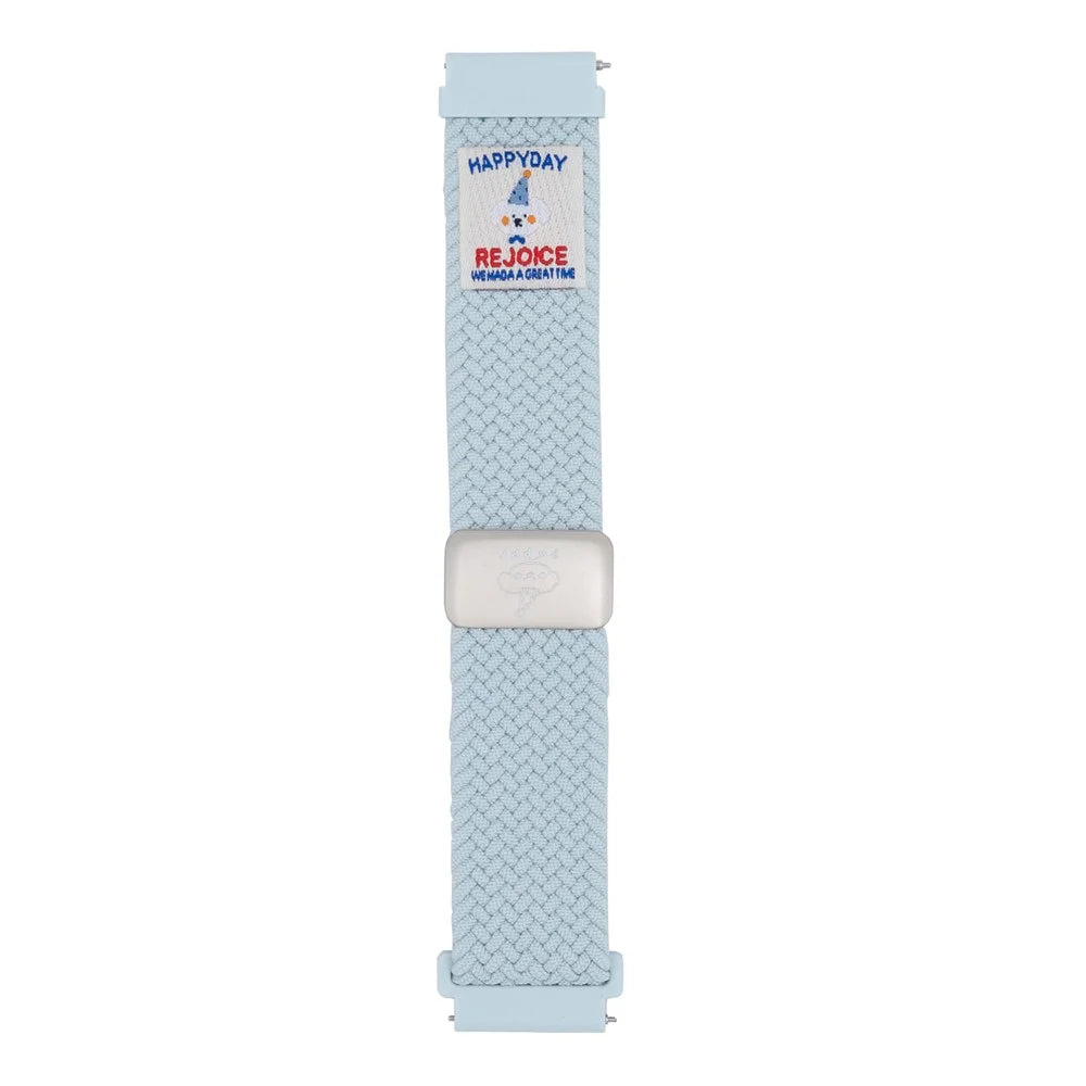18mm Universal Watch Band Top Hat Puppy Pattern Magnetic Buckle Braided Nylon Wrist Strap - Misty Blue - 1