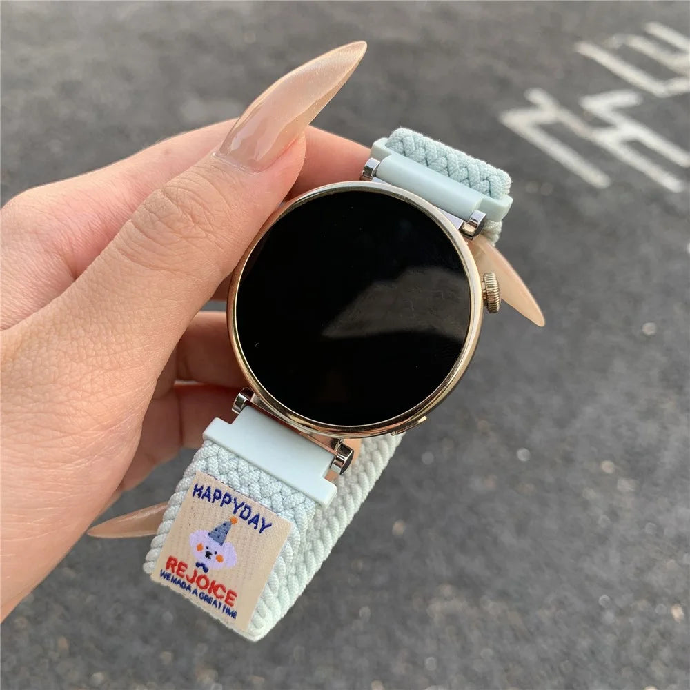 18mm Universal Watch Band Top Hat Puppy Pattern Magnetic Buckle Braided Nylon Wrist Strap - Misty Blue - 2