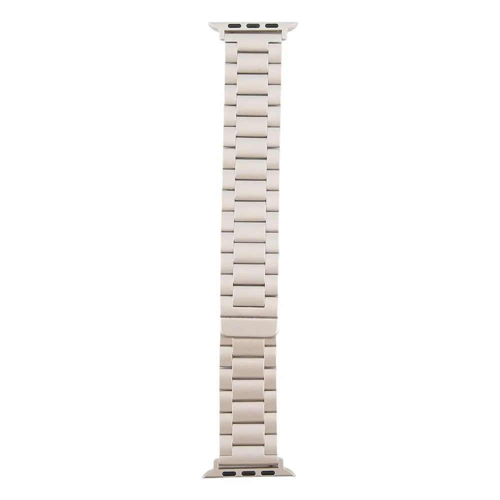 Metal Watch Band for Apple Watch Series 11 10 42mm / 9 8 7 41mm / SE3 SE2 SE 6 5 4 40mm / 3 2 1 38mm Magnetic Three Bead Wrist Strap - Starlight - 3