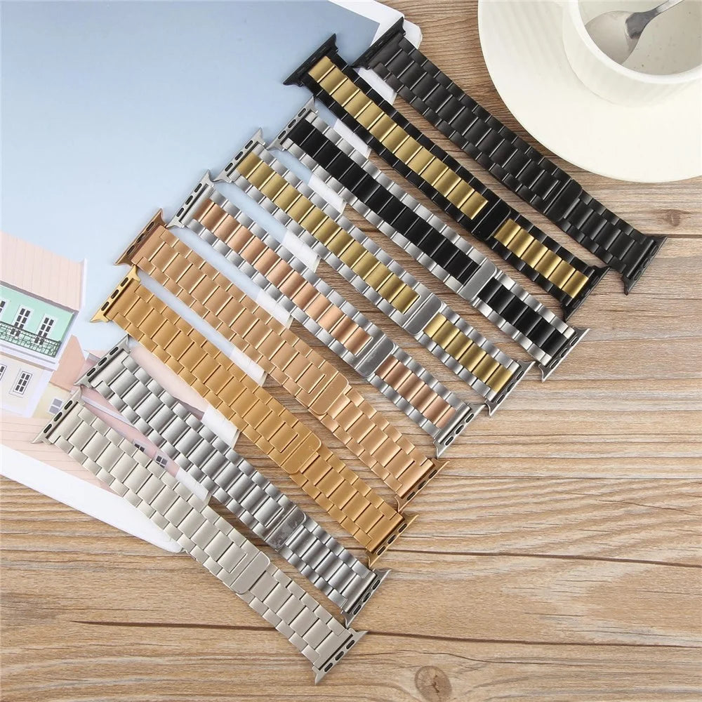 Metal Watch Band for Apple Watch Series 11 10 42mm / 9 8 7 41mm / SE3 SE2 SE 6 5 4 40mm / 3 2 1 38mm Magnetic Three Bead Wrist Strap - Starlight - 7