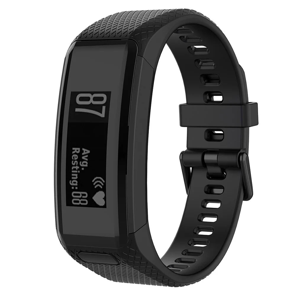 For Garmin Vivosmart HR Replacement Strap Textured Silicone Watch Band with Screwdriver - Black - 2