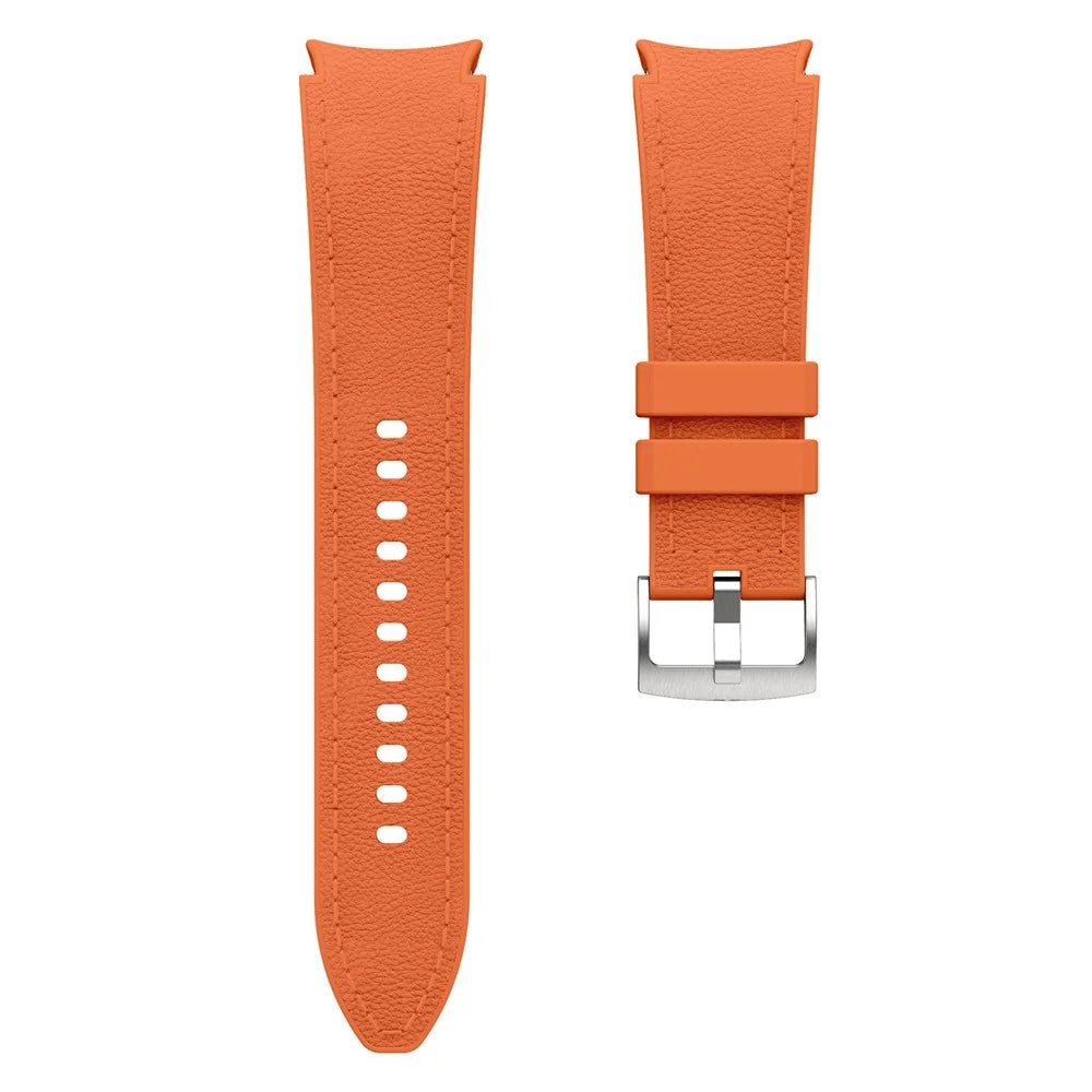 Watch Band For Samsung Galaxy Watch7 / Watch6 / Watch 5 / Watch4 Silicone + Leather Adjustable Strap Armband - Orange - 5