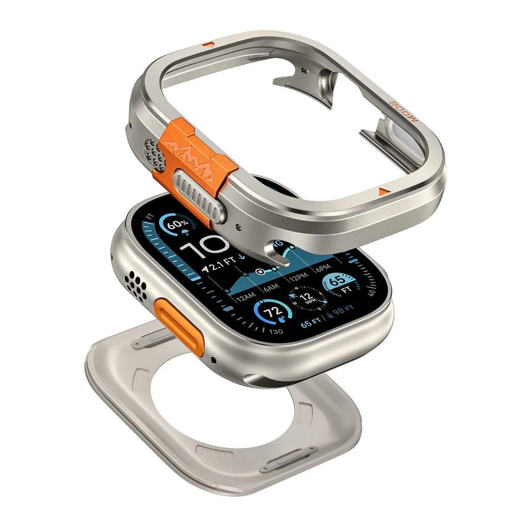 For Apple Watch Ultra 3 / Ultra 2 / Ultra 49mm Protective Case Drop Proof Metal + PC Watch Case Cover - Titanium - 5