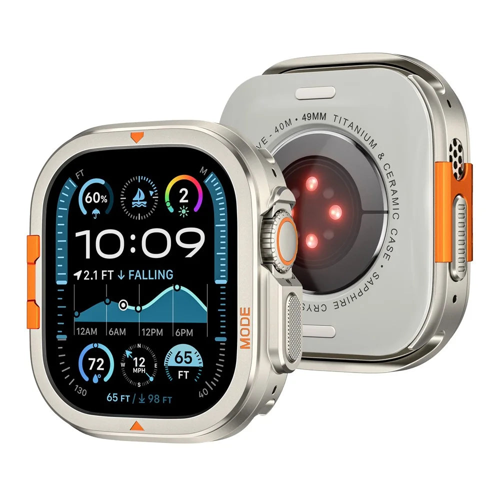 For Apple Watch Ultra 3 / Ultra 2 / Ultra 49mm Protective Case Drop Proof Metal + PC Watch Case Cover - Titanium - 7