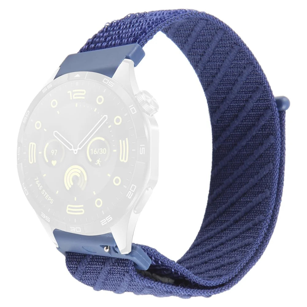 22mm Watch Band For Huawei Watch GT 5 Pro 46mm / GT 5 46mm / GT 4 46mm / Watch 4 / Samsung Galaxy Watch3 Nylon Loop Strap - Dark Blue - 1