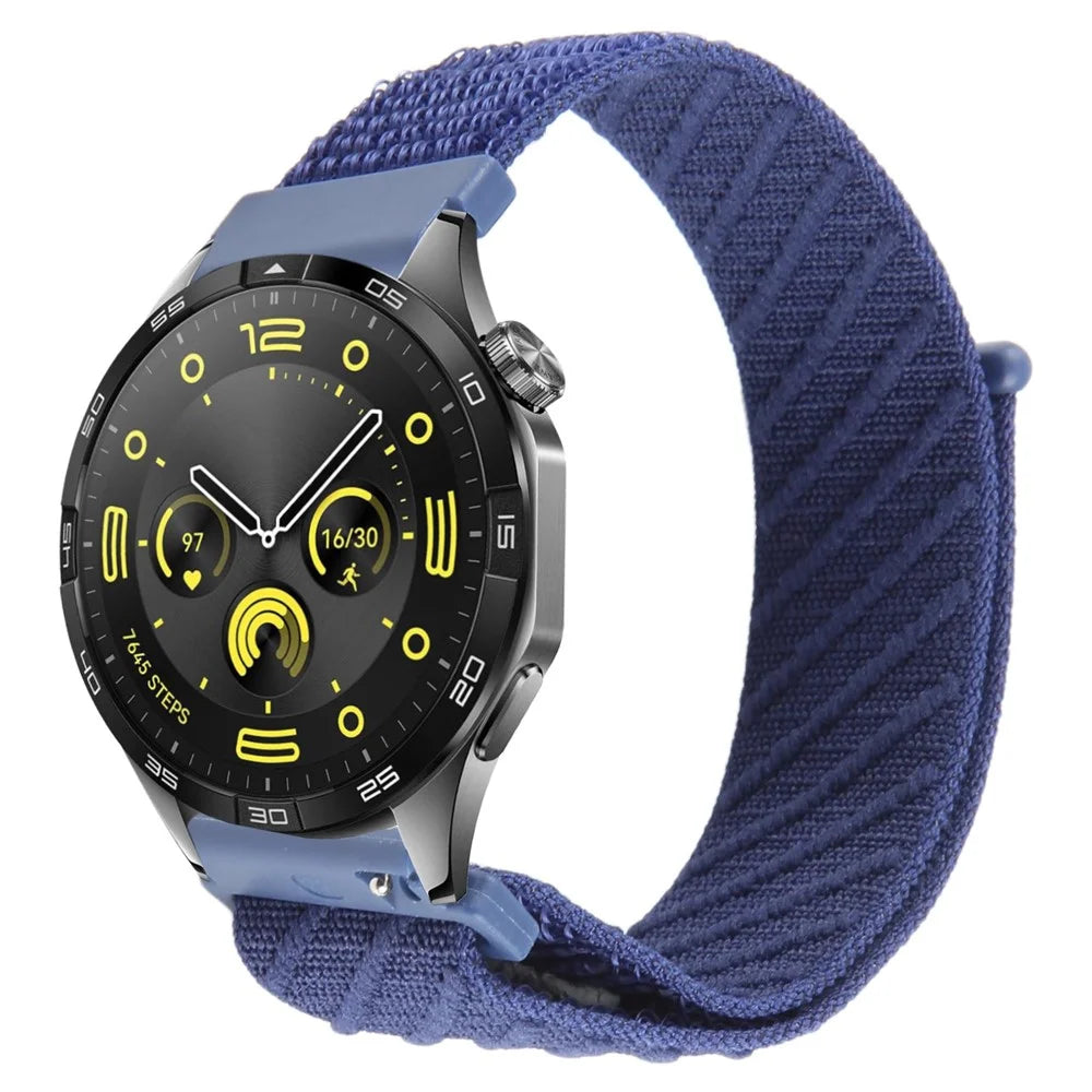 22mm Watch Band For Huawei Watch GT 5 Pro 46mm / GT 5 46mm / GT 4 46mm / Watch 4 / Samsung Galaxy Watch3 Nylon Loop Strap - Dark Blue - 2