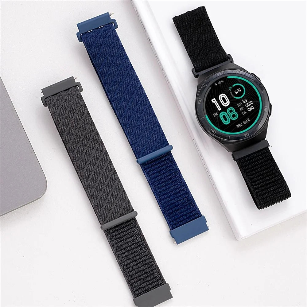 22mm Watch Band For Huawei Watch GT 5 Pro 46mm / GT 5 46mm / GT 4 46mm / Watch 4 / Samsung Galaxy Watch3 Nylon Loop Strap - Dark Blue - 7