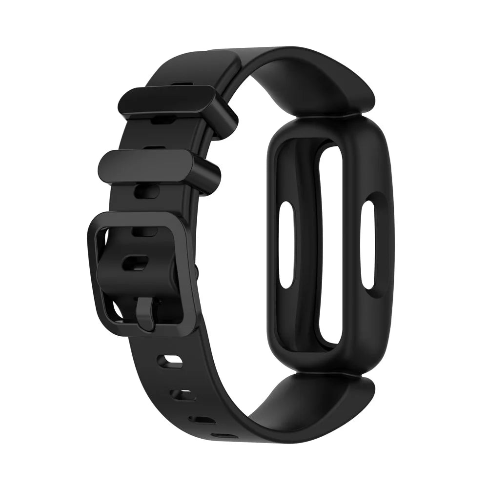 Integrated Adjustable TPE Smart Watch Strap Wrist Band Replacement for Fitbit Ace 3/Fitbit Inspire 2 - Black - 3
