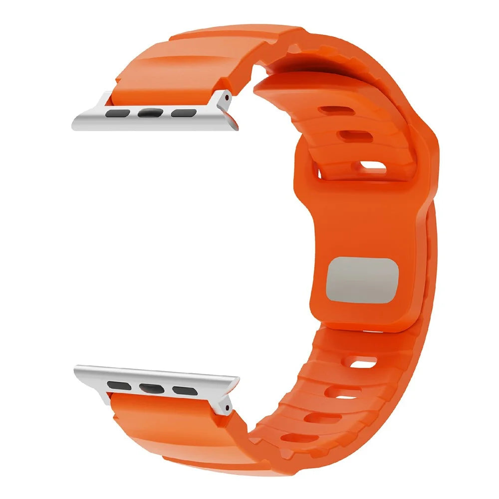 Fluorubber Strap for Apple Watch Ultra 3 2 1 49mm / Series 11 10 46mm / 9 8 7 45mm / SE3 SE2 SE 6 5 4 44mm / 3 2 1 42mm Adjustable Watch Band - Orange - 2