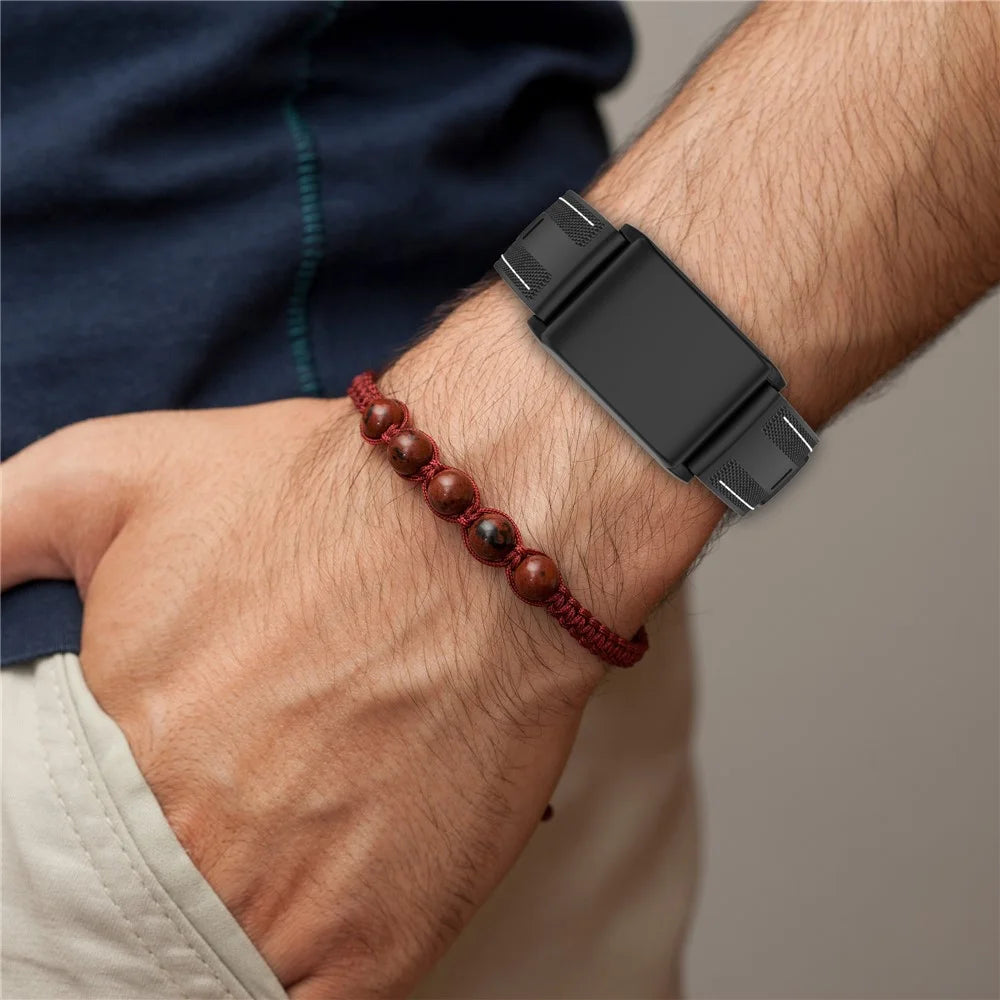 For WHOOP WHOOP 5.0 / 5.0 LIFE MG / 5.0 Peak / 5.0 One / 4.0 / 3.0 Fitness Tracker Wrist Strap Silicone Nylon Band with Protective Case - Black - 6