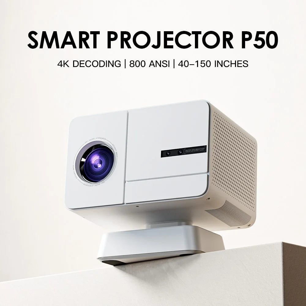 P50MAX Smart Projector 1080P Full HD Gaming Projector Support Auto Focus / Keystone Correction - White / US Plug - 2