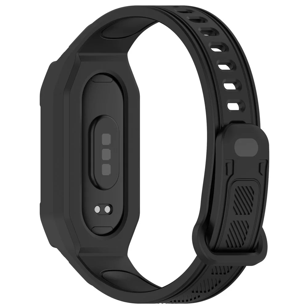 Silicone Strap with Integrated Watch Case For Xiaomi Mi Band 9 Ceramic Edition / Smart Band 9 NFC / 9 / 8 NFC / 8 / Mi Band 7 NFC / 7 - Black - 2