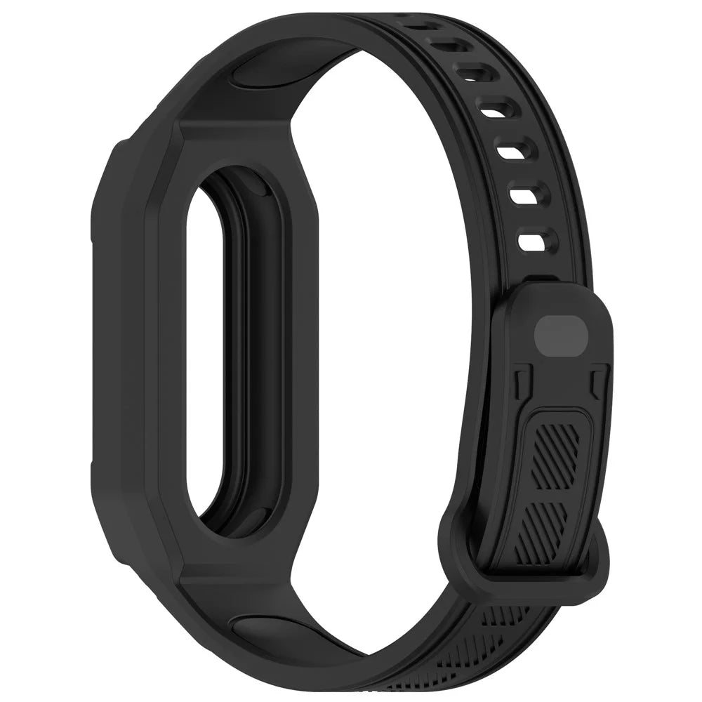 Silicone Strap with Integrated Watch Case For Xiaomi Mi Band 9 Ceramic Edition / Smart Band 9 NFC / 9 / 8 NFC / 8 / Mi Band 7 NFC / 7 - Black - 3