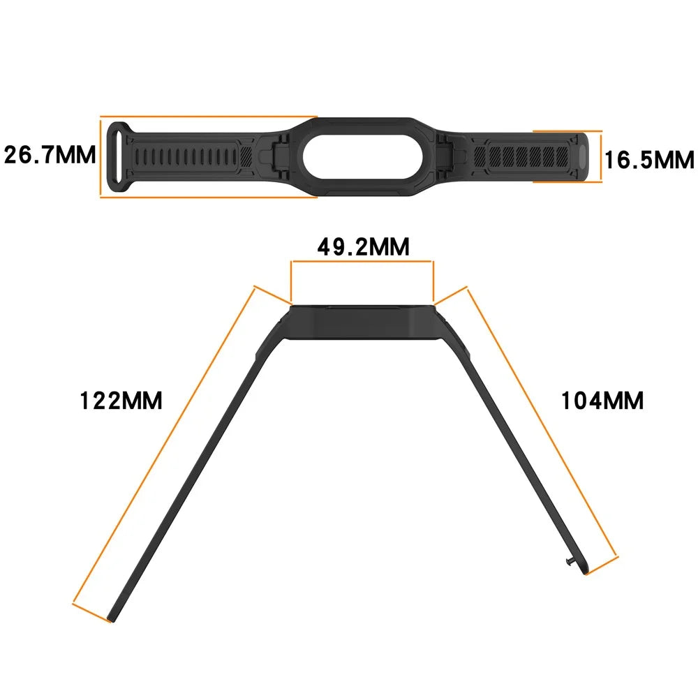Silicone Strap with Integrated Watch Case For Xiaomi Mi Band 9 Ceramic Edition / Smart Band 9 NFC / 9 / 8 NFC / 8 / Mi Band 7 NFC / 7 - Black - 7