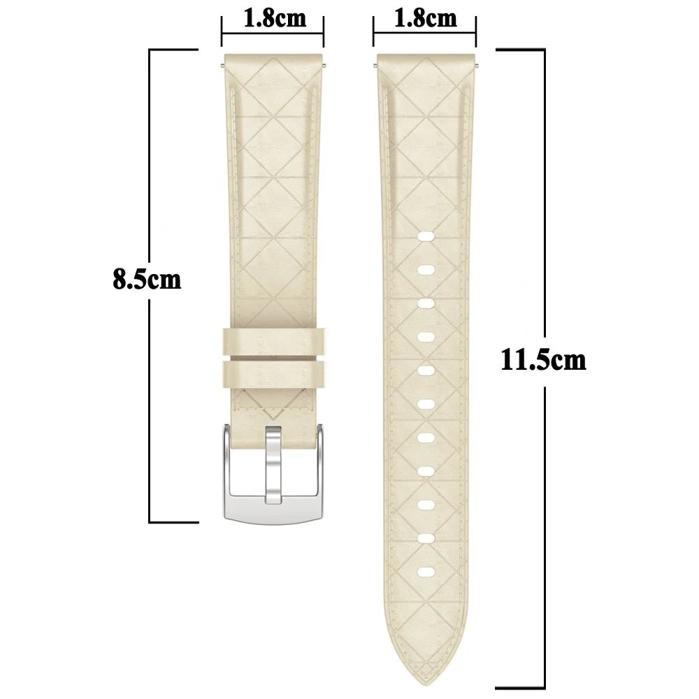 18mm Watch Strap For Garmin Venu 3S / 2S / Forerunner 265S / 255S Square Silver Buckle Genuine Cow Leather Wrist Band - White - 4