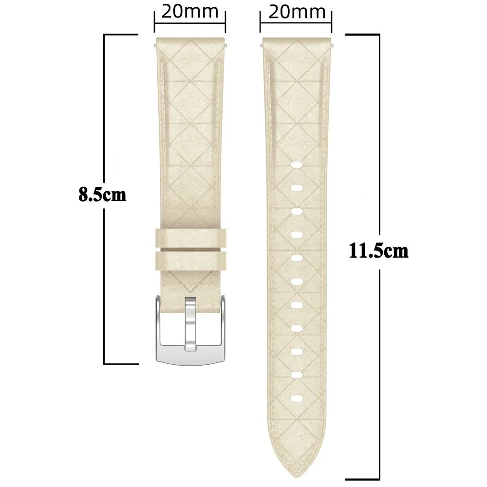 20mm Watch Strap for Garmin vivoactive 5 / Venu 2 Plus / Samsung Galaxy Watch7 Genuine Cow Leather Band with Silver Buckle - White - 4